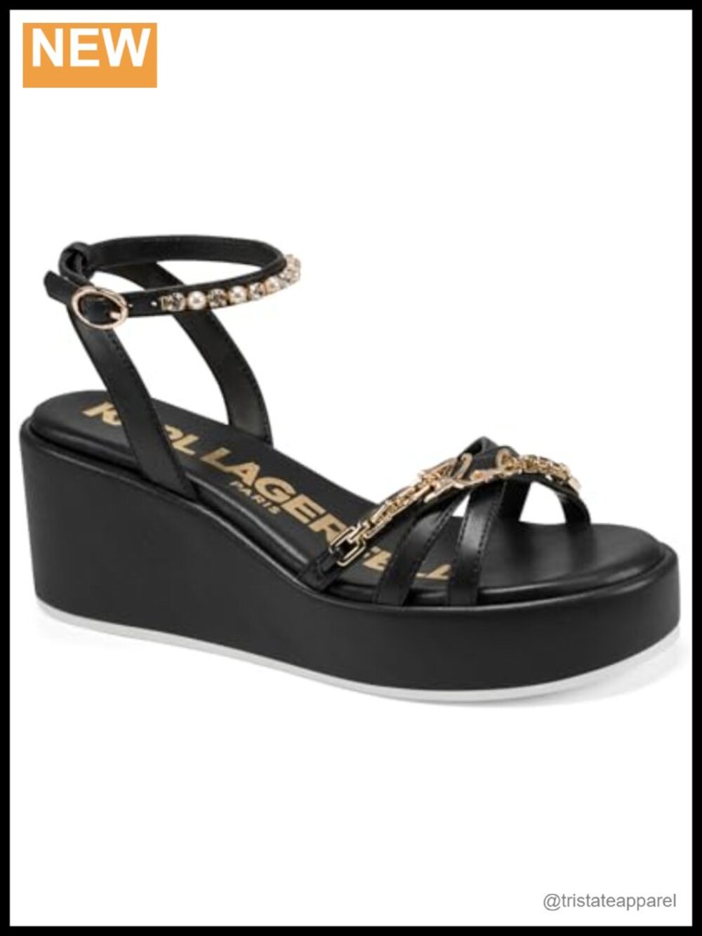 Women's Leather Ankle Strap Wedge Sandal